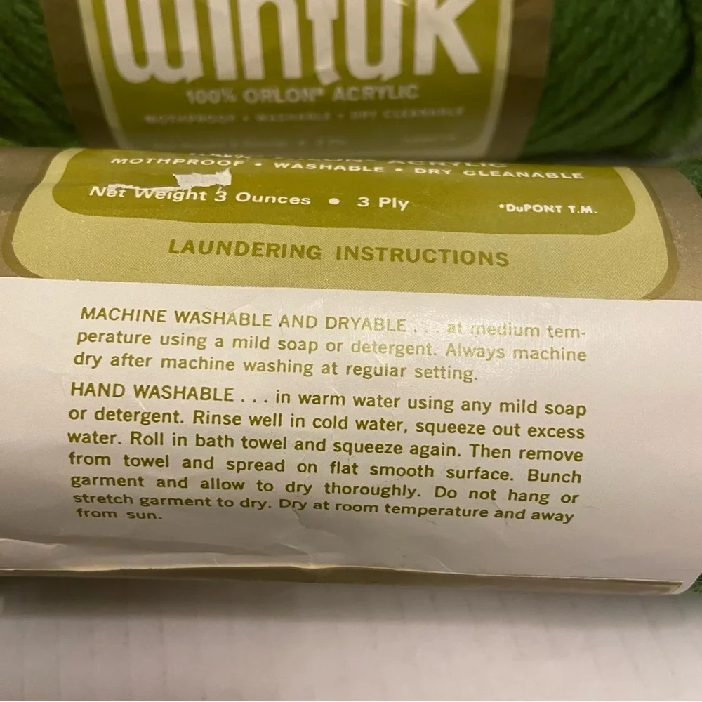 Vintage Bulky Wintuk Rochelle Mothproof 100% Orlon Acrylic Yarn Lot of 2.